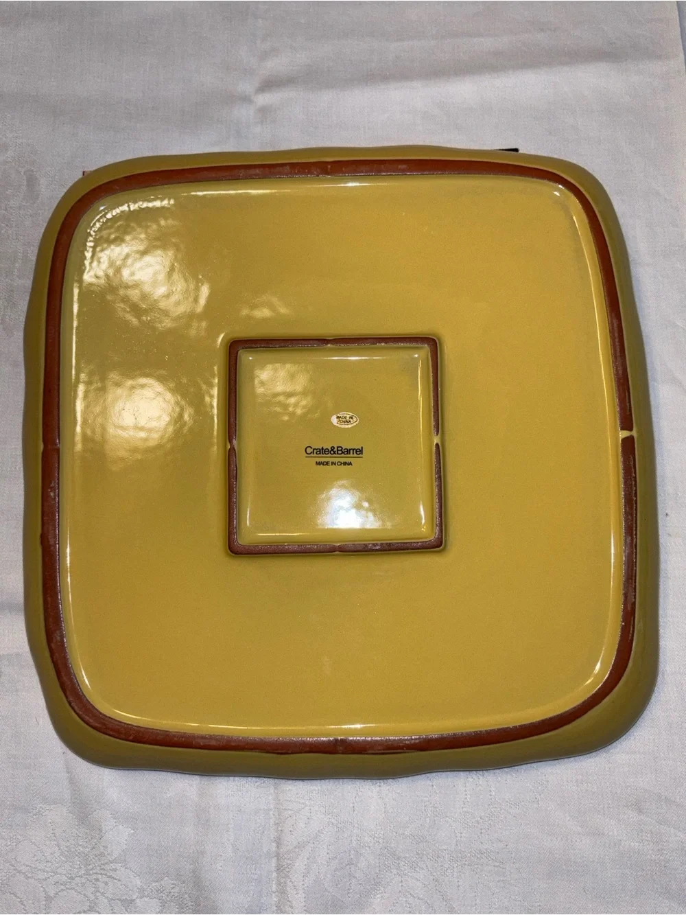 Crate and Barrel Provence Rustic Olive Branch Terracotta serving Platter